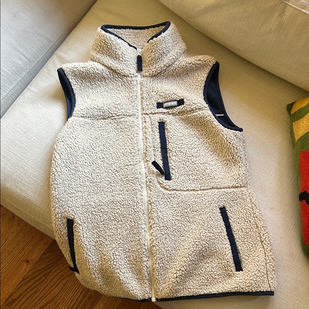 Columbia Cream Fleece Vest with Navy Details